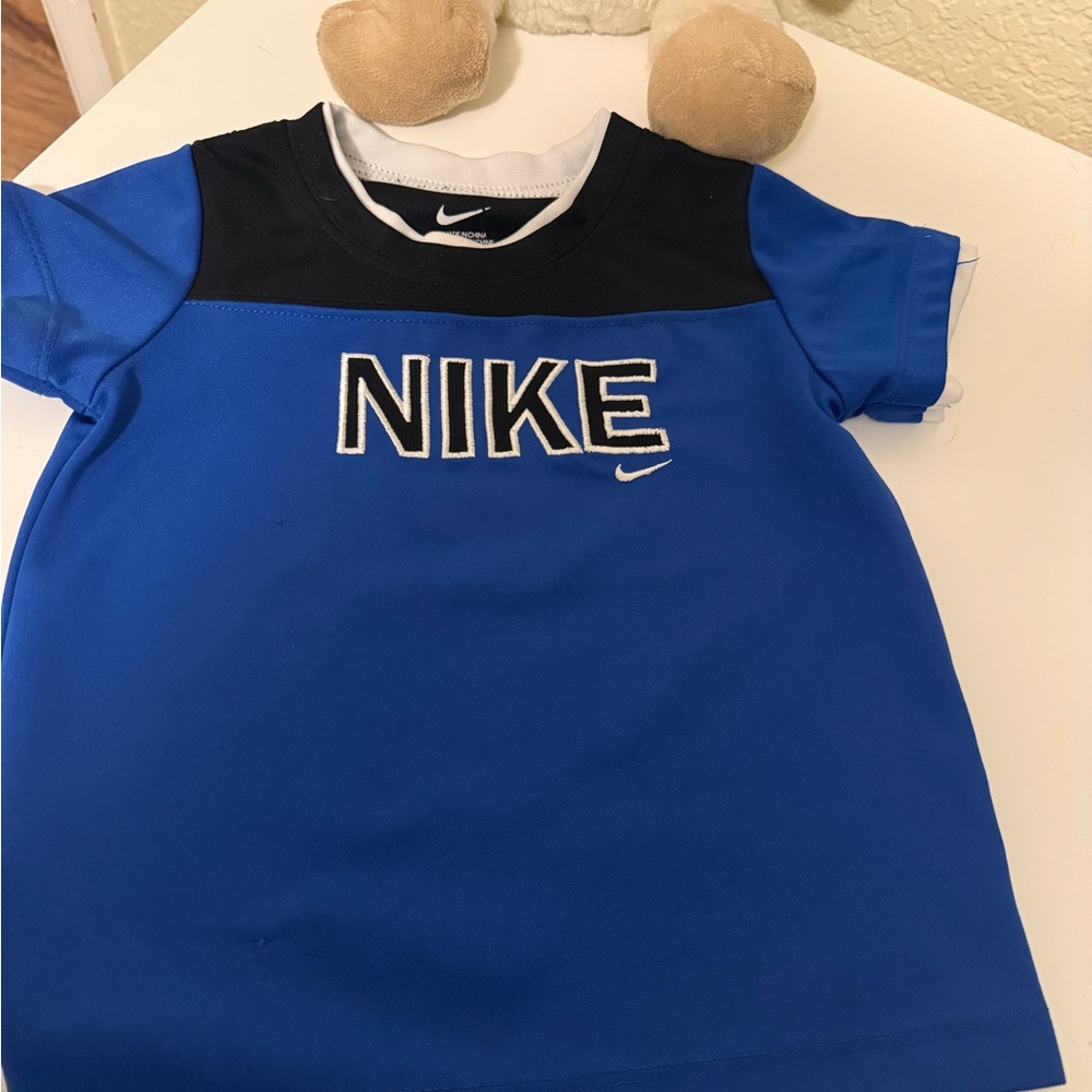 Nike Kids Black and Blue Short Sleeve Tee